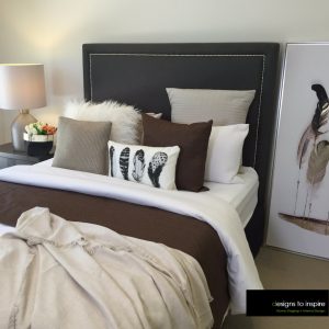 Linen bedroom feather art new look